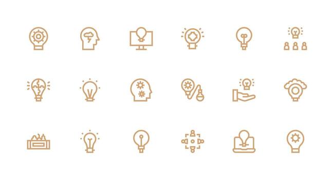 fuerte carrera línea estilo lluvia de ideas íconos con 18 vectores píxel Perfecto íconos para moderno aplicaciones
