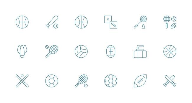 18 Minimal Line Style Icons from Game Icon Collection UI Icon Set vector