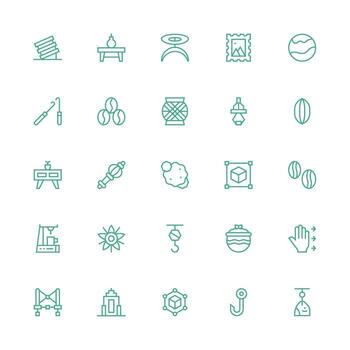 Object Icon Set with 25 Medium Stroke Outline Graphics UI-Ready Icon Collection vector