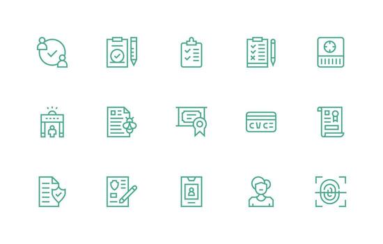 Regular Line Style Verification Icons with 15 Vectors Interface Icon Collection for Daily Projects