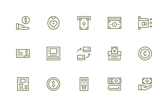 15 Regular Line Style Icons from Withdrawal Collection Fully Editable Icon Set for Web vector