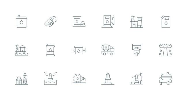 18 Icons for Petroleum in Minimal Line Format Design Ready Icon Set for Teams vector