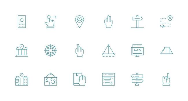 18 Icons for Navigation in Minimal Line Format Lightweight Icon Series vector