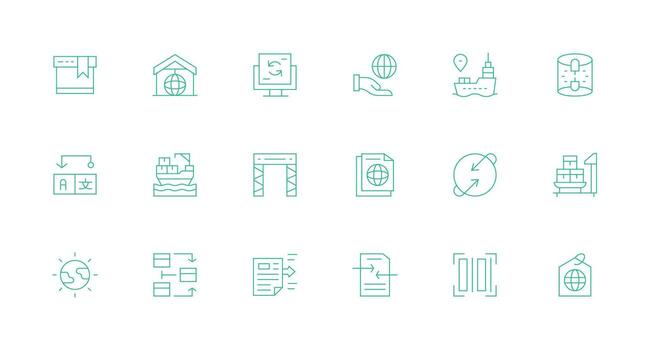18 Icons for Export in Minimal Line Format Universal Icon Pack vector
