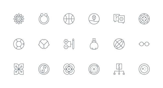 Circle featuring 18 Icons in Minimal Line Design All Device Compatible Icon Set vector