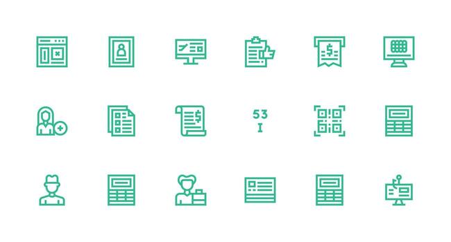 fuerte carrera línea íconos desde datos entrada conjunto con 18 vectores organizado paquete para proyecto bienes