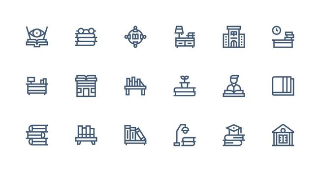 18 Icons for Books in Strong Stroke Line Format UI-Ready Icon Collection vector