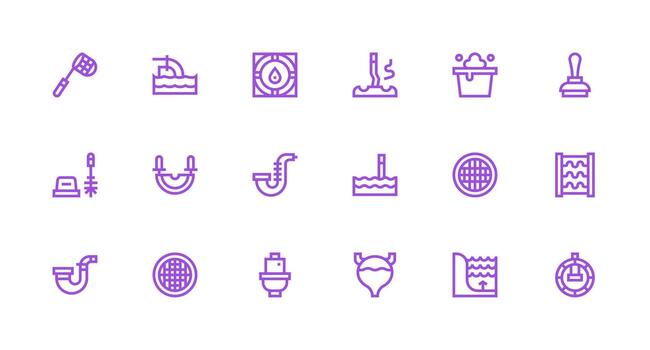 18 Icons for Drainage in Strong Stroke Line Format Complete Icon Bundle for Web Design vector