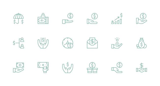 18 Minimal Line Style Icons from Compensation Collection Style Icon Set vector