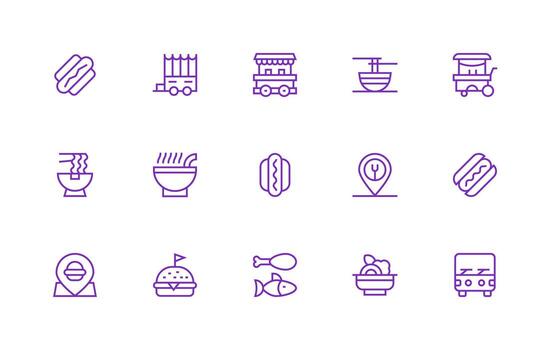 Regular Line Icons from Eatery Set with 15 Vectors UI and UX Focused Icon Collection