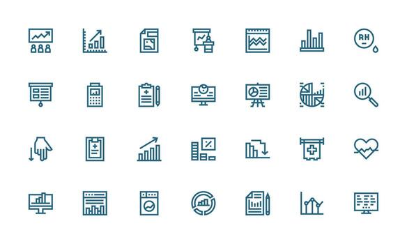 28 negrita línea estilo íconos desde gráfico colección sensible icono conjunto para flexible diseños vector