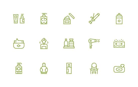 Cosmetics Icon Set with 15 Regular Line Graphics Minimal Icon Pack vector
