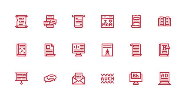Strong Stroke Line Icons from Text Set with 18 Vectors Clean Icon Set Icon Pack for UI Projects