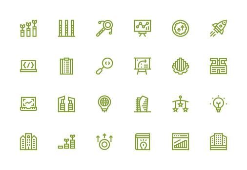 desarrollo diseño íconos presentando 24 en grueso línea línea estilo rápido acceso íconos para ui desarrollo vector