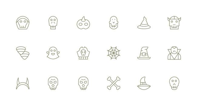 escalofriante icono colección con 18 mínimo línea diseños íconos construido para visual consistencia paquete vector