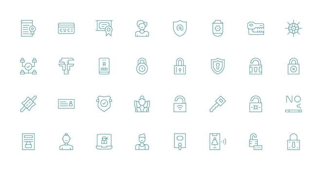 Thin Line Icons from Authentication Set with 32 Vectors Complete Icon Set for Mobile Apps