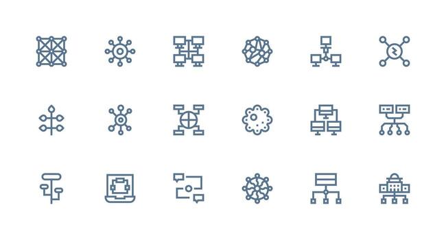 18 Strong Stroke Line Icons for Nodes Graphics Lightweight Icon Series for Fast Prototypes vector