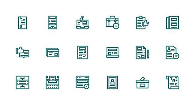 Strong Stroke Line Icons from Submission Set with 18 Vectors Digital Product Icons for Fast Delivery