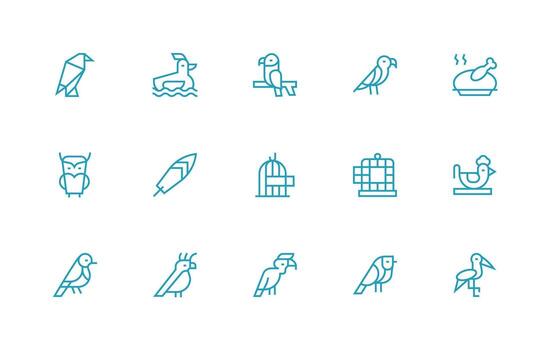 Avian Visual Pack containing 15 Regular Line Icons Scalable Icons for All Themes vector