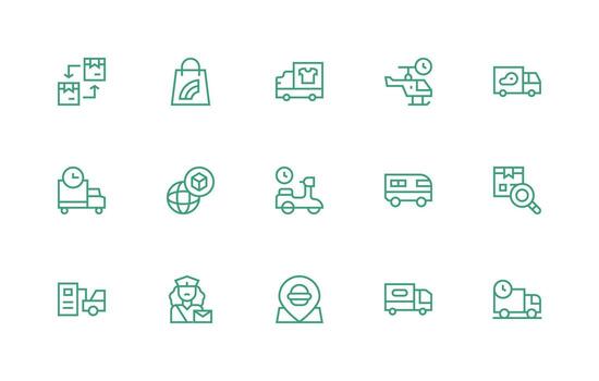 15 entrega Servicio íconos en regular línea estético simplificado icono paquete para visual herramientas vector