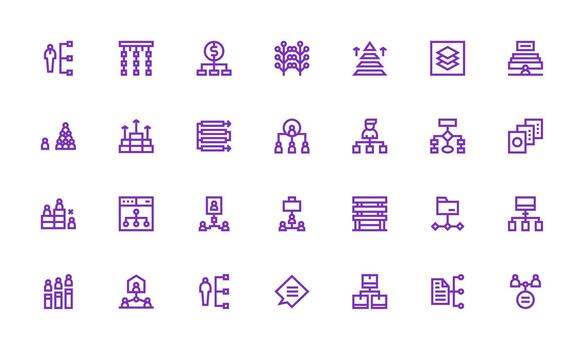 negrita línea estilo jerarquía íconos con 28 vectores multi-estilo icono colección