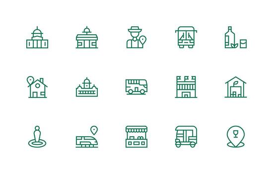 Regular Line Icons from Local Set with 15 Vectors Reusable Icon Set