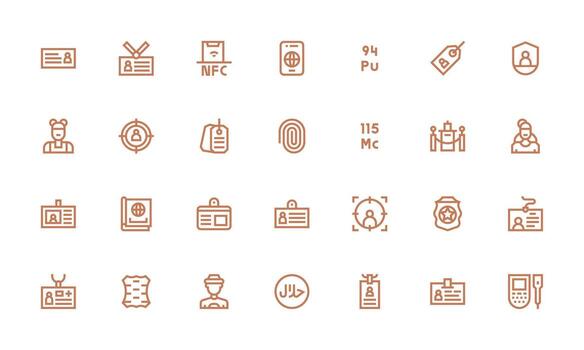 Identification Icon Collection with 28 Bold Line Designs Interface Icon Collection vector