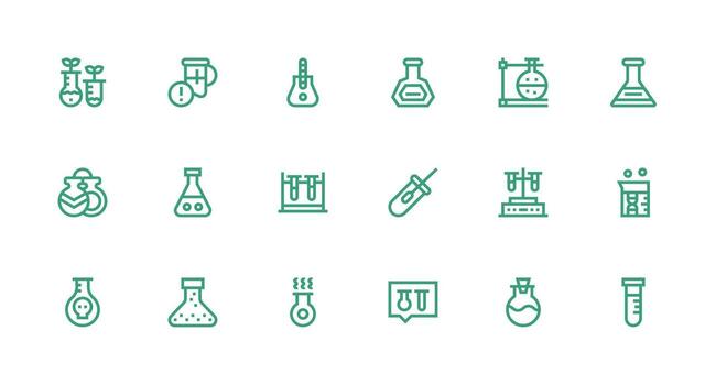Strong Stroke Line Style Beaker Icons with 18 Vectors Pixel Perfect Icons for Modern Apps