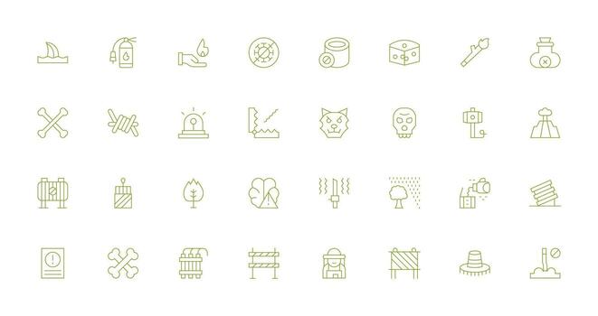 Hazard Icon Collection with 32 Thin Line Designs UI Icon Set vector
