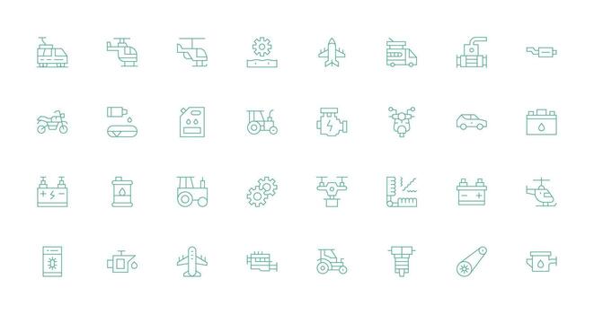32 Thin Line Icons for Engine Graphics Interface Icon Collection vector