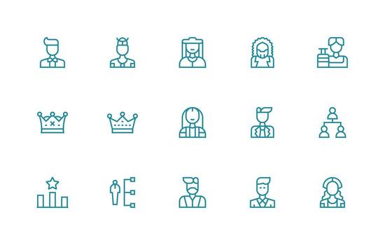 Leader Design Icons featuring 15 in Regular Line Style Scalable Icons for All Themes vector