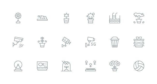 Minimal Line Style Indoor Icons with 18 Vectors Web and App Icon Pack Collection