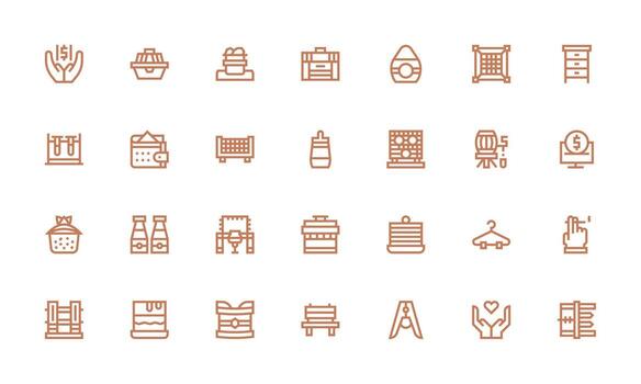 Bold Line Style Holding Icons with 28 Vectors Sharp Icons for Presentations