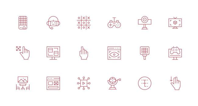 Interactive Set with 18 Minimal Line Icons Dashboard Icon Series vector