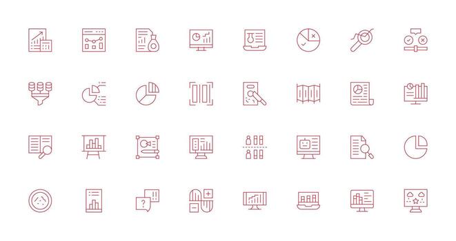 datos análisis diseño íconos presentando 32 en Delgado línea estilo bien estructurado íconos para creativo utilizar vector