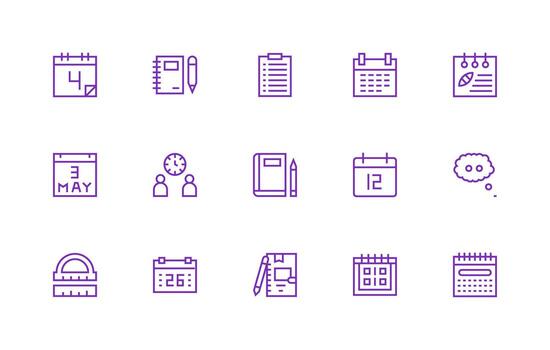 Planning Set with 15 Regular Line Icons Essential Icon Collection vector