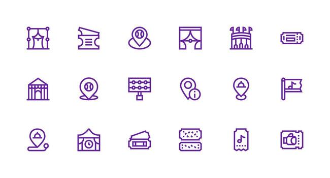18 Strong Stroke Line Icons for Venue Graphics Interface Icon Collection for Daily Projects vector