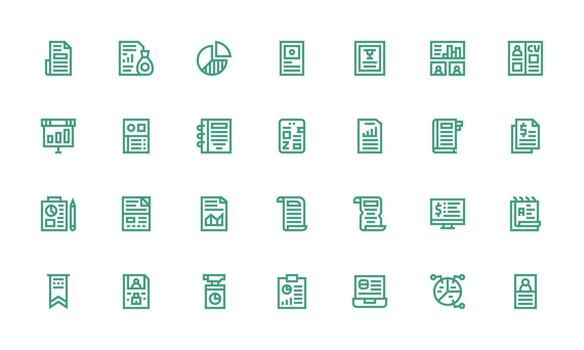 resumen diseño íconos presentando 28 en negrita línea estilo píxel Perfecto icono conjunto vector