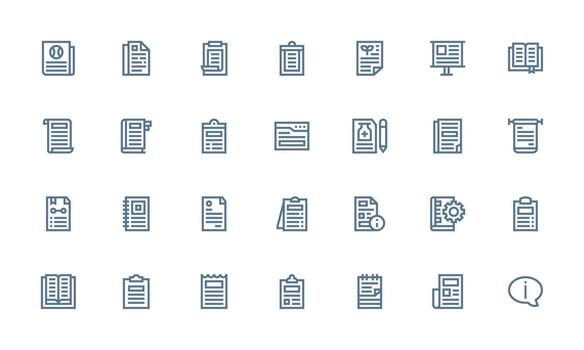 negrita línea íconos desde instrucciones conjunto con 28 vectores agudo íconos para presentaciones