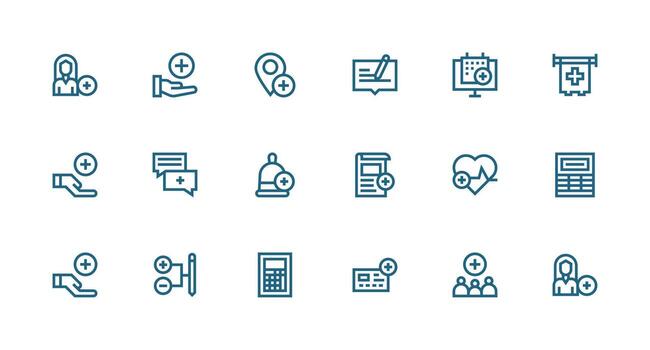 Add Visual Pack containing 18 Strong Stroke Line Icons UI-Ready Icon Collection vector