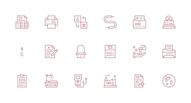 18 Output Icons in Minimal Line Aesthetic Lightweight Icon Series vector