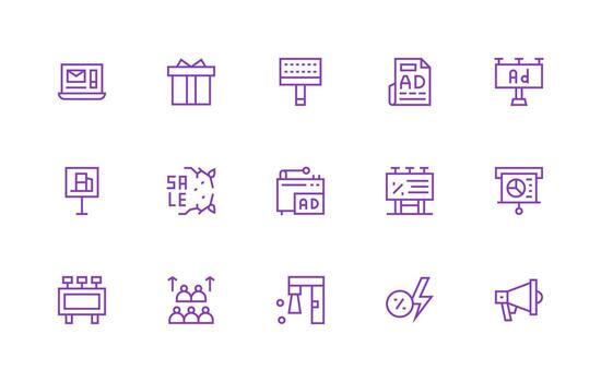 Marketing including 15 Regular Line Illustrations Clean Icon Set Icon Pack for UI Projects vector