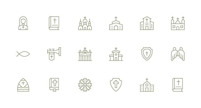 18 Icons for Christian in Minimal Line Format Well-Structured Icons for Creative Use vector