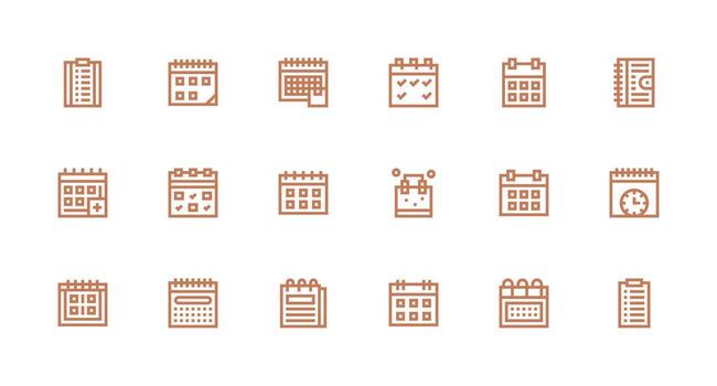 Appointments Design Icons featuring 18 in Strong Stroke Line Style Interface Icon Collection for Daily Projects vector