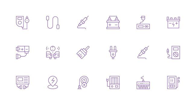 18 Minimal Line Icons for Plug Graphics Core Icon Collection for Daily Tasks vector