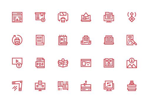 24 Thick Line Line Designs for Digital File Icons Clean Icon Collection for Web Use vector