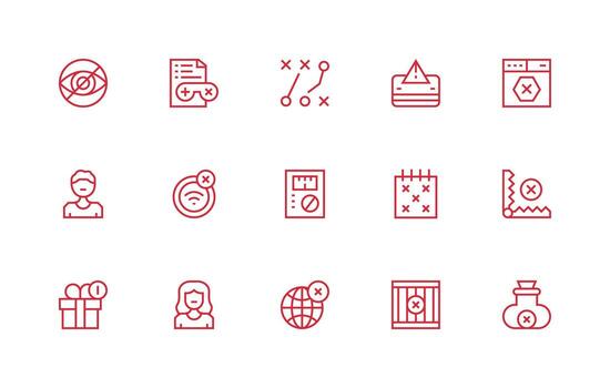 Blocked Icon Set with 15 Regular Line Graphics Dashboard Icon Series vector