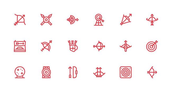 18 Strong Stroke Line Style Icons from Archery Collection Icons Built for Visual Consistency Pack vector