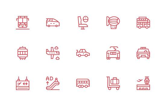 Passenger Design Icons featuring 15 in Regular Line Style Well-Structured Icons for Creative Use vector