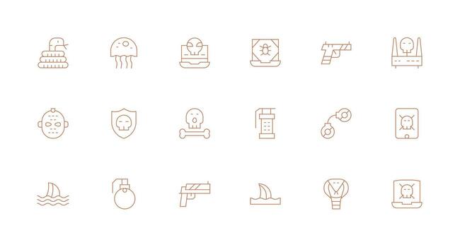 18 Minimal Line Style Icons from Threat Collection UI-Ready Icon Collection vector